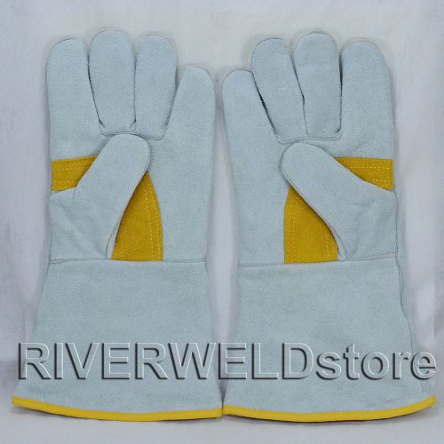 100% cotton lining reinforced palm unique design leather durable welding gloves for sale