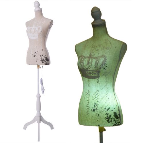 LED light Female Mannequin Torso Dress Form Display W/ White Tripod Stand