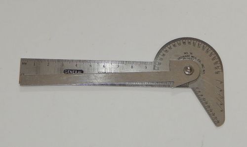 Vintage 1937 General Hardware MFG Co No. 16 Machinist Protractor Ruler R11992