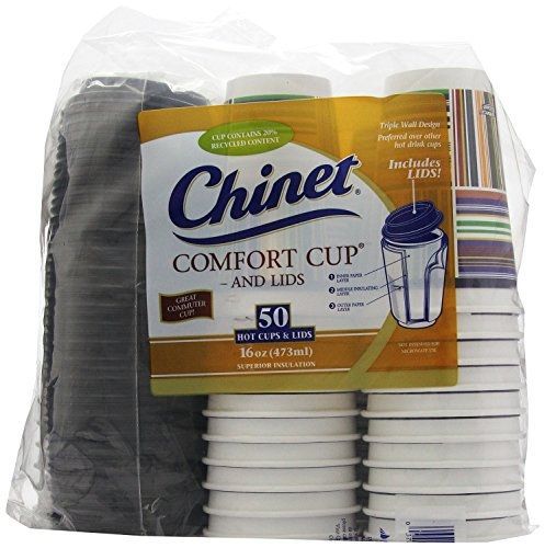 Chinet Comfort Cup (16-Ounce Cups), 50-Count Cups &amp; Lids (Pack of 2)