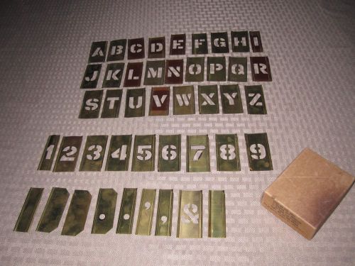vintage brass lockedge stencil marking set alphabet numbers complete in box 1&#034;