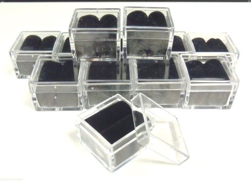 12-pc 1x1 Square Acrylic Gem Box/Jar  Flocked Black insert  display gemstone