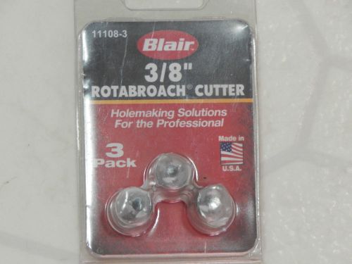 Blair 3/8&#034; Rotabroach Cutter 3 Pack 11108-3 Drill Hole Bit 11122 or 11123 Arbor