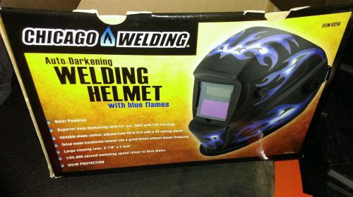 Auto darkening welding helmet w/ blue flame chicago electric - new for sale