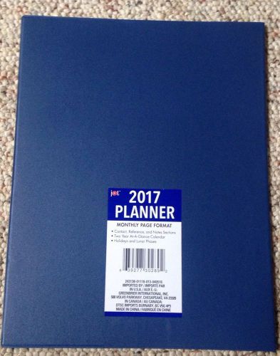 2017 BLUE DAILY MONTHLY PLANNER CALENDAR • NEW 8&#034; X 10&#034;