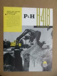 c.1968 P&amp;H H-418 Full Hydraulic Hoe Brochure Harnischfeger Corp Vintage Original