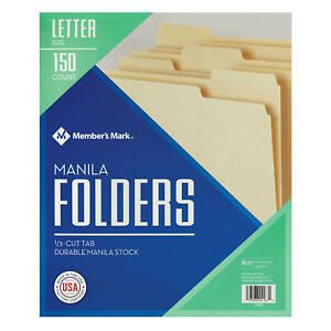 Member&#039;s Mark Manila File Folders, Letter, 150/BX Fast Delivery Shipping
