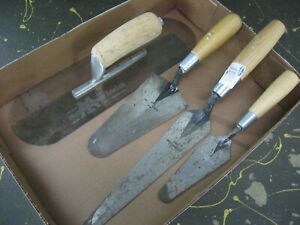 Marshalltown cement finishing tools, trowels lot of 4 (xtra lite stainless steel