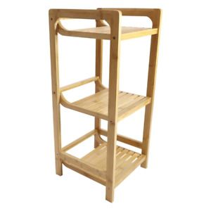 3-Tier Bamboo Shelving Unit 12&#034;W x 28&#034;H x 12&#034;D Easy Clean Organizer Storage