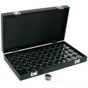 50 Gem Jars Black Display Tray Gemstone Travel Case