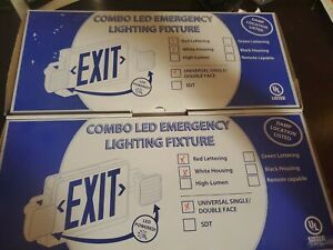 2 Pack LED Exit Sign Emergency Light–Hi Output Compact Combo UL listed (red)