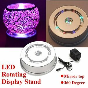 360°  LED Rotating Rotary Top Glass Display Stand Turntable Show Holde