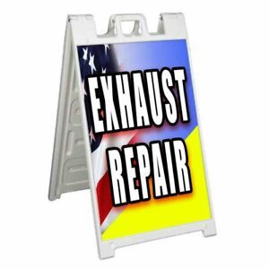 EXHAUST REPAIR Signicade 24x36 Aframe Sidewalk Sign Banner Decal MECHANIC