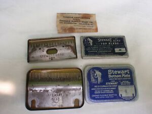 Antique Stewart Top Blade &amp; Bottom Plate Cutting Heads Commercial Shears in Tins