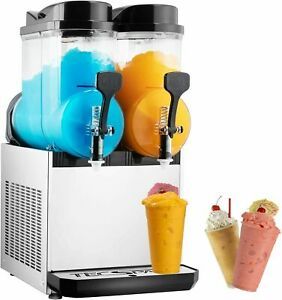 TECSPACE Commercial 30L Slush Making Machine 2 Tanks Frozen Drink Smoothie Maker