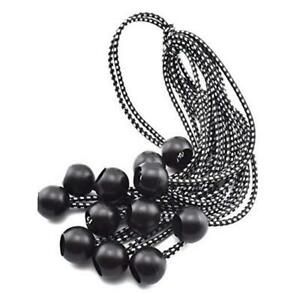 Bungee Cord with Ball,  10 inch Ball Bungee, 12 Pack Elastic Tie Down 12 Black