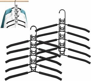 AHEYHOM Hangers Space Saving,5 in 1 Non-Slip Metal Magic New-2 Pcs, Black