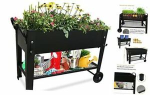 Planter Raised Beds with Legs Outdoor Elevated Garden Planter Box On Wheels