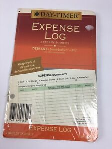 Day-Timer Expense Log 5.5&#034; x 8.5&#034; 90601 2 Pads of 24 Sheets 7 Ring