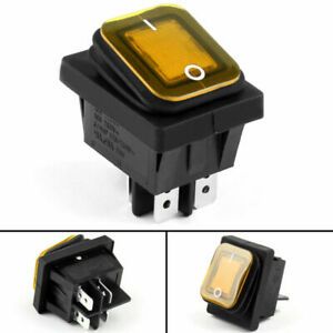 1Pcs RLEIL RL2-102 Waterproof IP65 Car Rocker Switch 4Pin 125/250VAC Yellow
