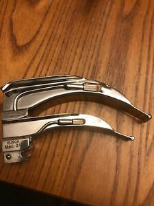 Rusch Fiberoptic Laryngoscope Blade Macintosh Set Of 2! #1,2 Nice Used Shape!