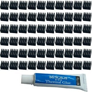 60pcs Mini Heatsink Kit, Cooler Heat Sink for Cooling VRM Stepper Driver ... New