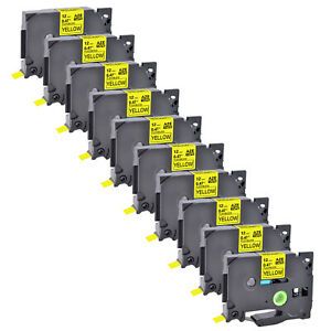 10PK Compatible with Brother P-Touch TZe-FX631 Yellow Flexible Label Tape 0.47&#034;