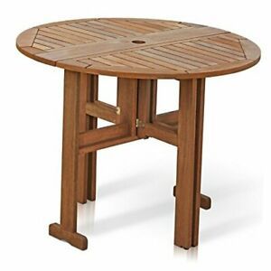 FG17035 Tioman Hardwood Patio Furniture Gateleg Round Table in Teak Oil,