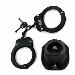 Heavy Duty Handcuffs and Keys (Black-Hinge -ACE) Chain Black