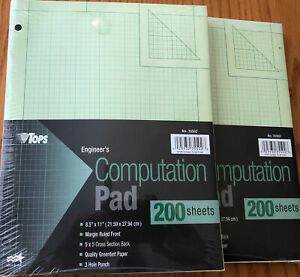 [400 Sheets] 2 PACK Engineering Paper TOPS Engineer&#039;s Computation Pad No.35502