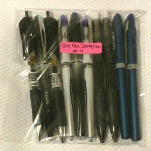 Gel Pen Sampler #4 - 10 Pen Assortment, Blue, Black, and Violet Ink