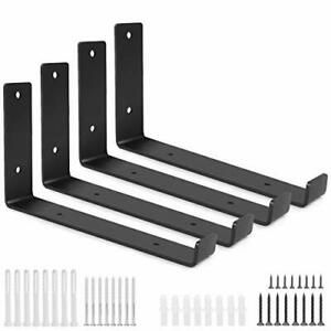 Metal Shelf Brackets 12 Inch 4 PCS Heavy Duty Metal Lip Bracket Floating Shel...