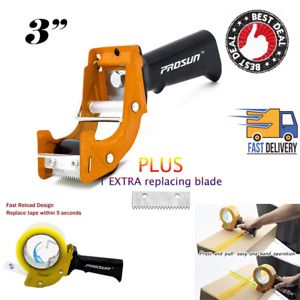 3 Inch Tape Gun Dispenser Fast Reload Packing Sealing Cutter Two Rollers