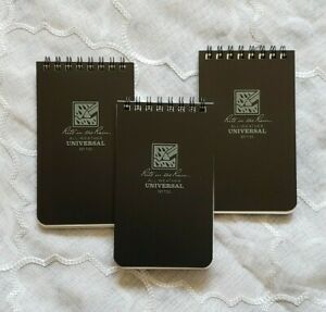 Rite in the Rain 3-Pack All-Weather Top-spiral Universal Notebook 3x5 Black NEW
