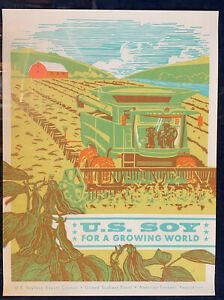 Vintage Rare Retro US Soybean Farm Poster 24” X 18”  Reproduction