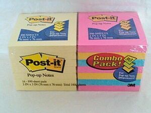 Post-It 14-Pack 3&#034; x 3&#034; 100-Sheet Pop-Up Notes, Canary and Neon Collection