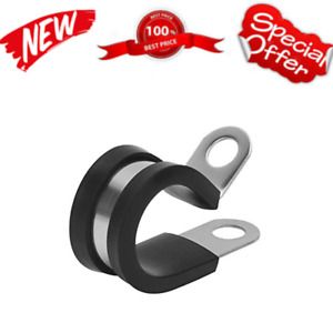 Cable Clamp 10 Pack 2.5 Inch Stainless Steel Pipe Metal Rubber Cushioned