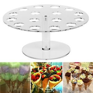 16 Hole Acrylic Ice Cream Cone Holder Counter Top Display Stand Rack Party Decor