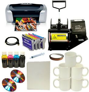 New Mug Cup Heat Press Photo Printer,Refi Bulk ink Cartridge,Transfer Paper Pack