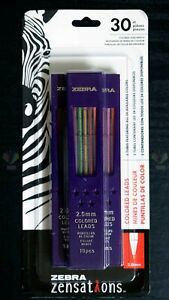 Zebra Zensations Assorted Colored Mechanical Lead Refills 3 Pack 30 Count - NEW