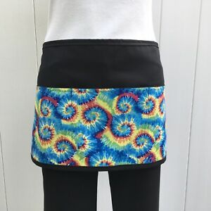 BLACK Tie Dye 3 POCKET WAITRESS WAIST APRON BAR RESTAURANT Classyaprons