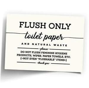 5x7&#034; *UNFRAMED PRINT* Flush Only Toilet Paper Natural Waste Bathroom Sign