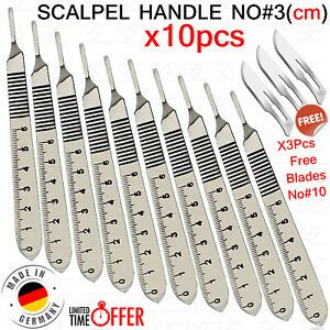 Scalpel HANDLE No#3 SURGICAL FREE BLADES Cutting TOOL Card Arts (Pack of 10xPcs)
