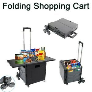 Pro Wheeled Rolling Utility Heavy Duty Folding Cart Portable Cart Gray Black US