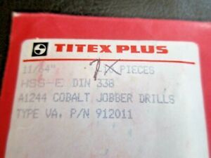 TITEX PLUS  11/64&#034; #A1244 COBALT JOBBER DRILLS TYPE VA. P/N 912011   7 PCS