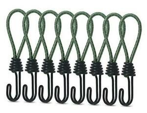 8 Pack 8mm Bungee Cord Hooks Black Anti-Rust Paint Spiral Wire Hooks Green