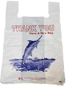 White Marlin Bio-Degradable Plastic T-Shirt Bags Shopping 11.5&#034;x6&#034;x21&#034; Lot 200