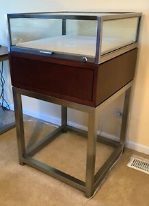 Glass, Wood and Stainless Steel Display Case From Polo Factory Store