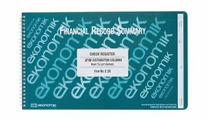 Ekonomik E20 Wirebound Check Register Accounting System 8OZ Expense Distribution