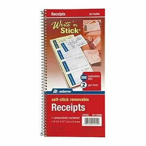 Adams Write n&#039; Stick Receipt Book, White/Canary (ABFSC1152WS) Pack Of 2
